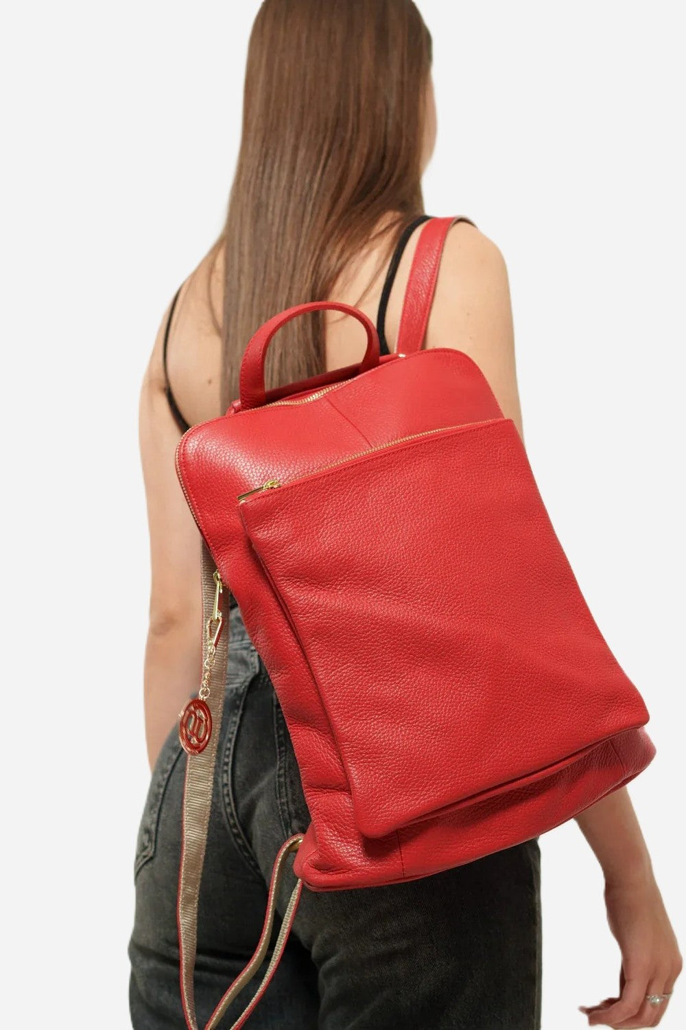 ROSALBA — Zaino in vera pelle rossa con porta laptop | Made in Italy