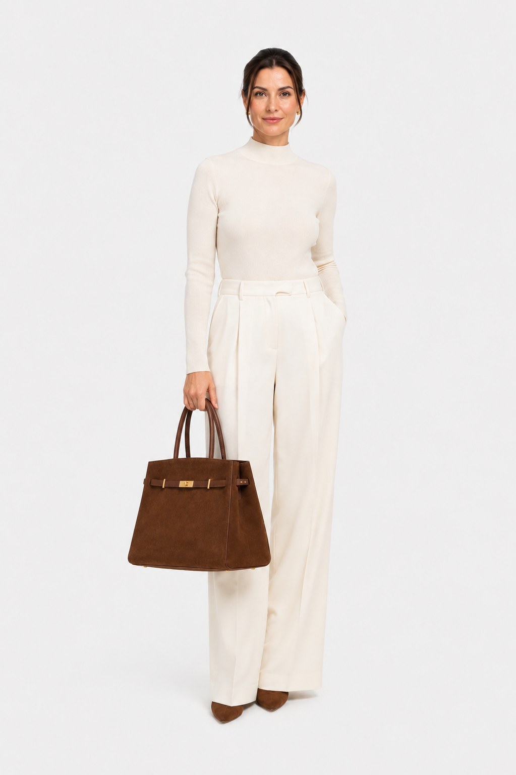 Sole — Borsa in Camoscio Marrone Tabacco