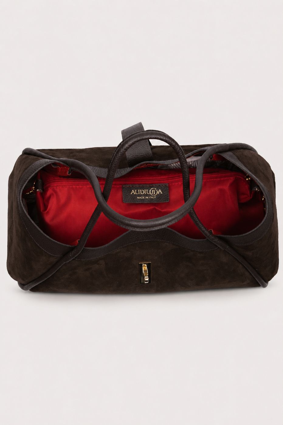 Vanity — Borsa in Camoscio con Pochette estraibile Interna Rossa
