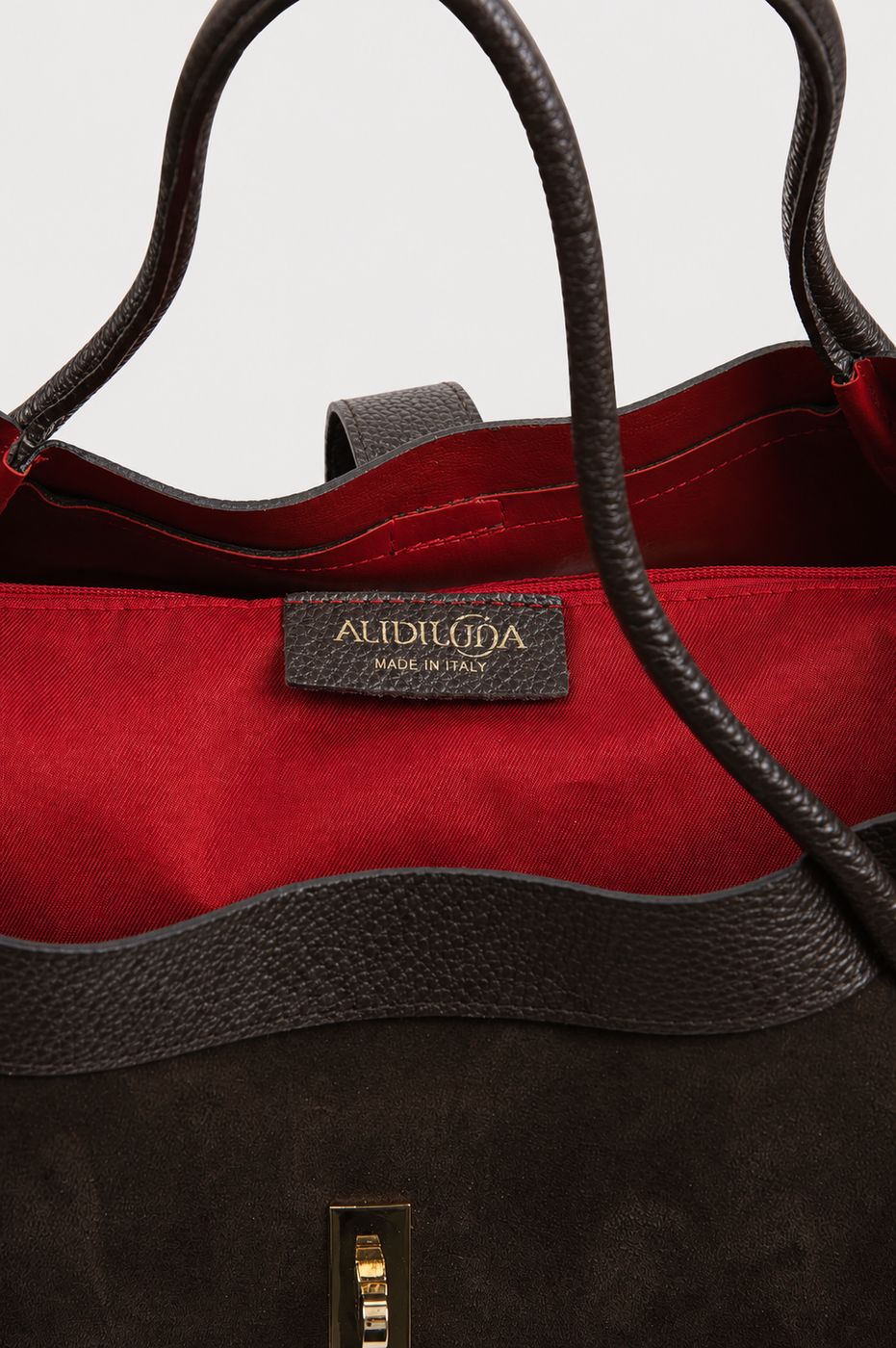Vanity — Borsa in Camoscio con Pochette estraibile Interna Rossa