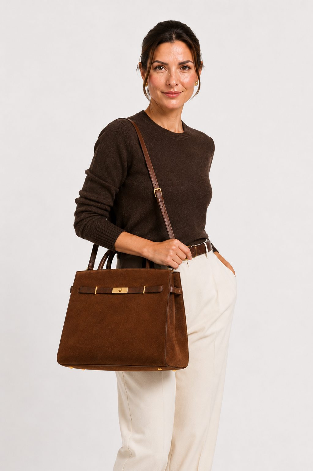 Sole — Borsa in Camoscio Marrone Tabacco