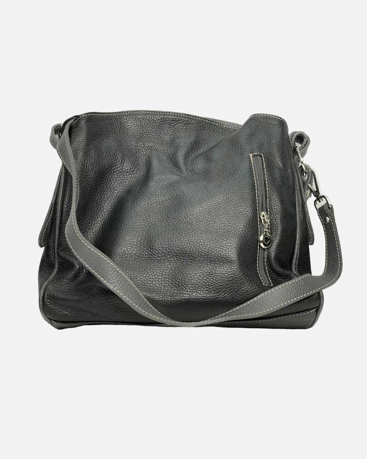 Borsa a spalla donna Maria Giulia in vera pelle made in italy - Nero - Alidiluna