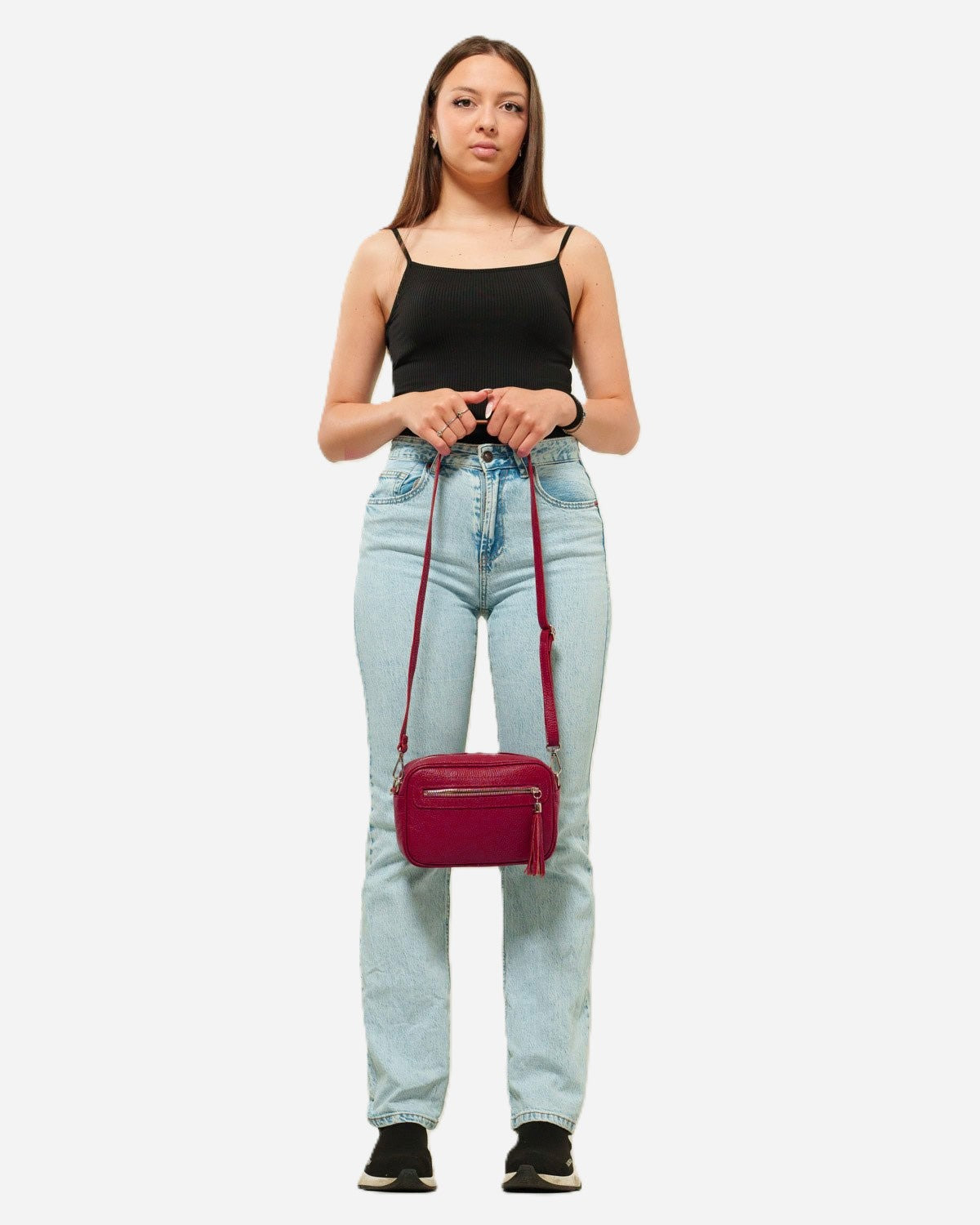 Borsa a Spalla Donna Alessia in Vera Pelle Bordeaux | Made in Italy