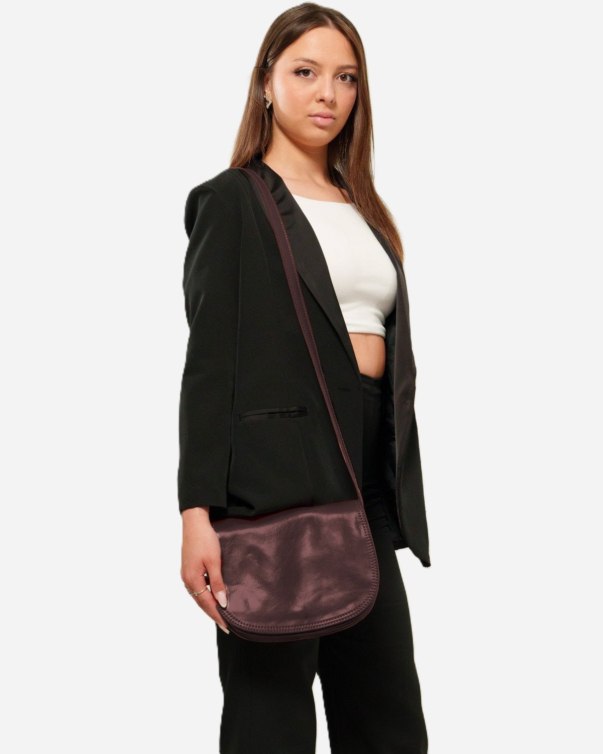 Borsa Tracolla Elena Vera Pelle Vacchetta Marrone Scuro