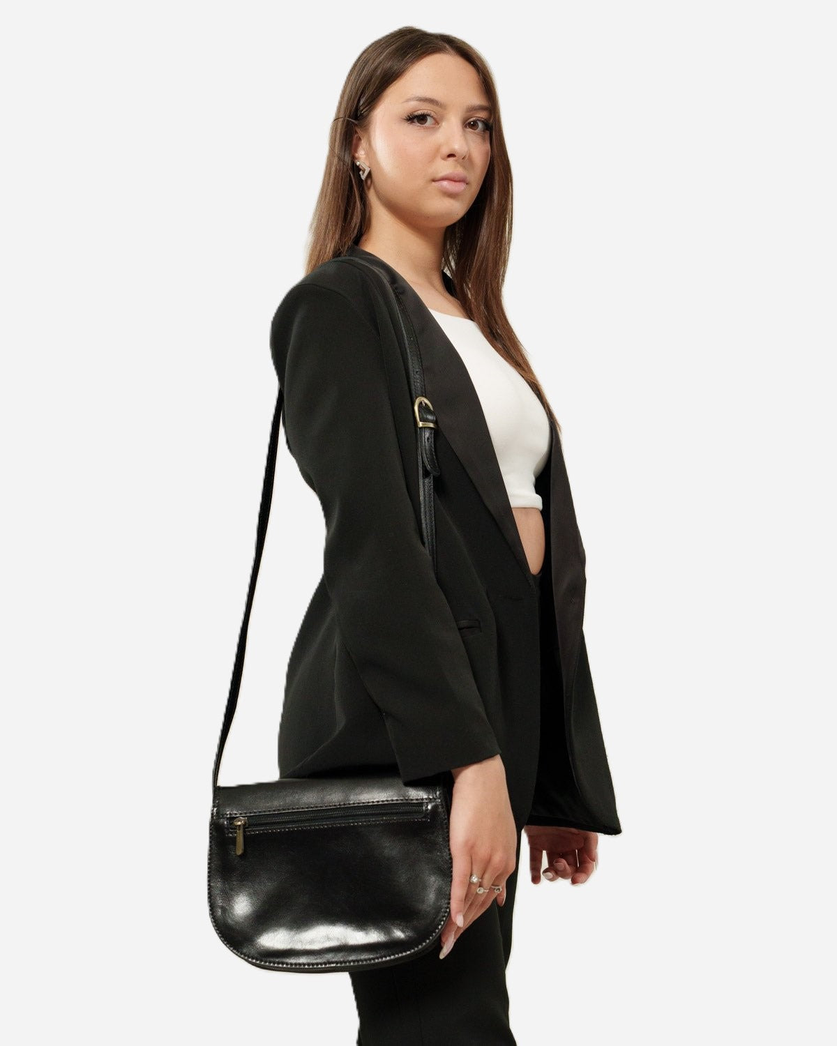 Borsa Tracolla Elena Vera Pelle Vacchetta Nero