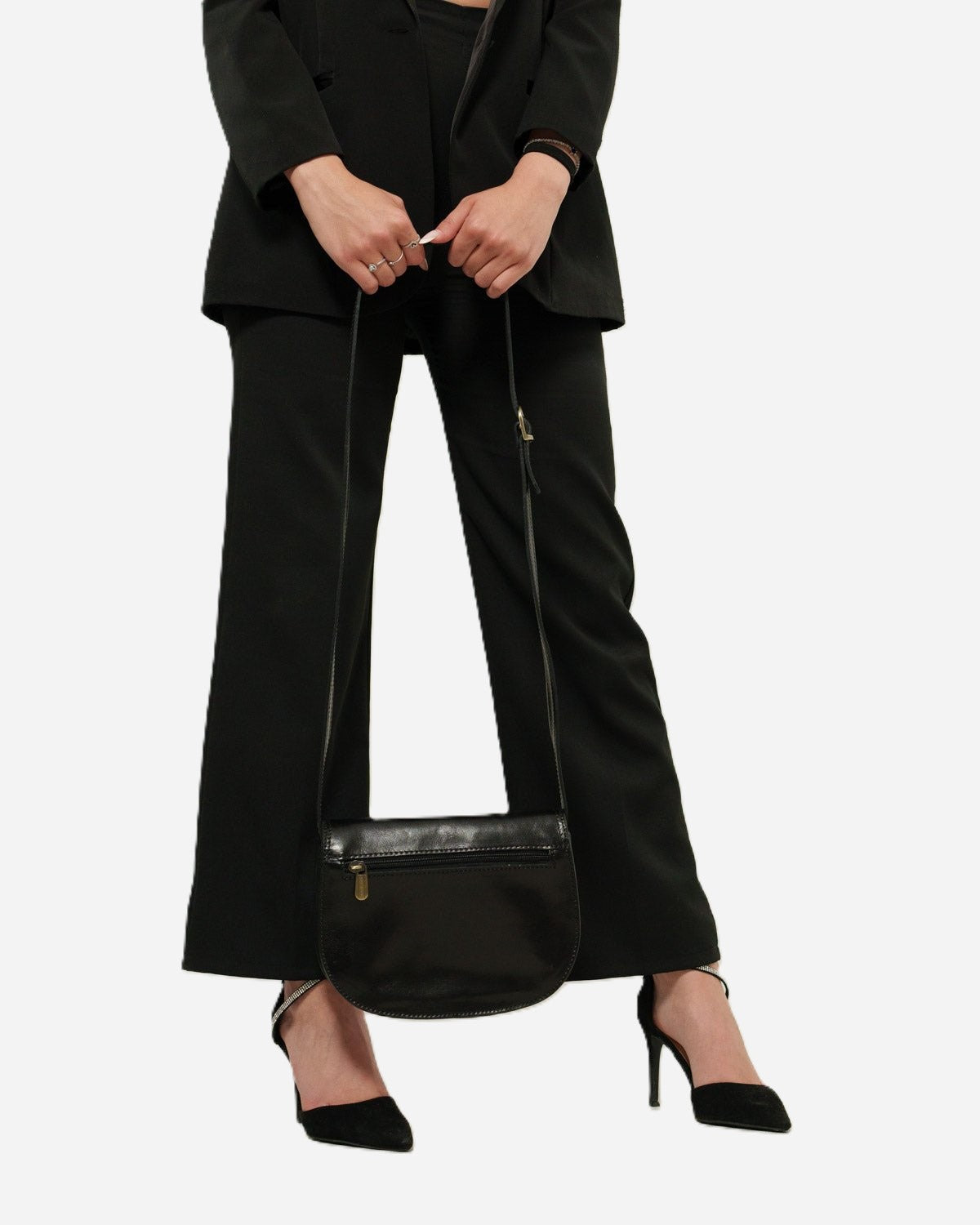 Borsa Tracolla Elena Vera Pelle Vacchetta Nero