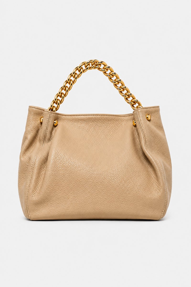 Borsa Spalla Donna VALENTINA in Vera Pelle Taupe | Made in Italy