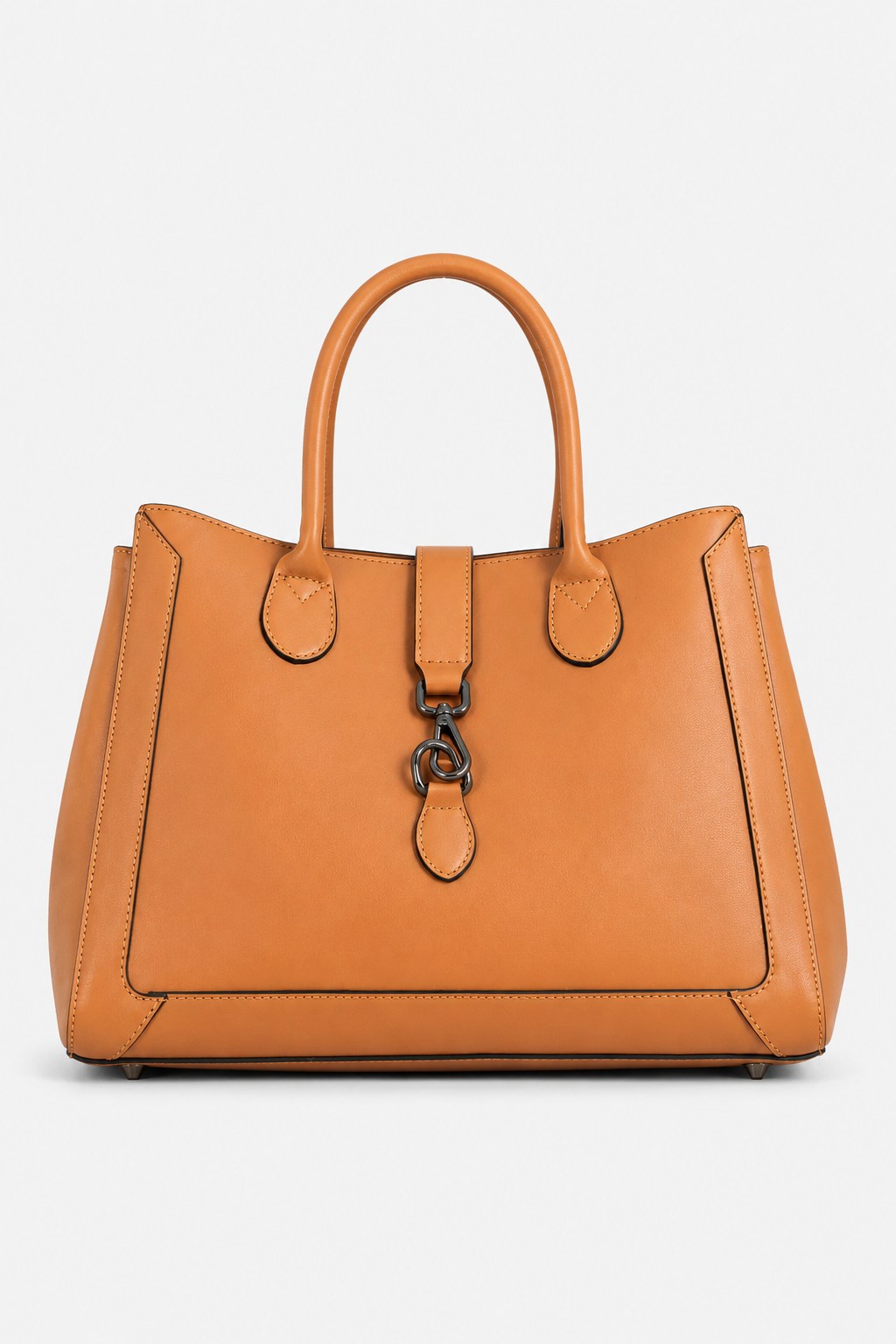 CORALBA — Borsa a mano in pelle palmellato cognac Made in Italy