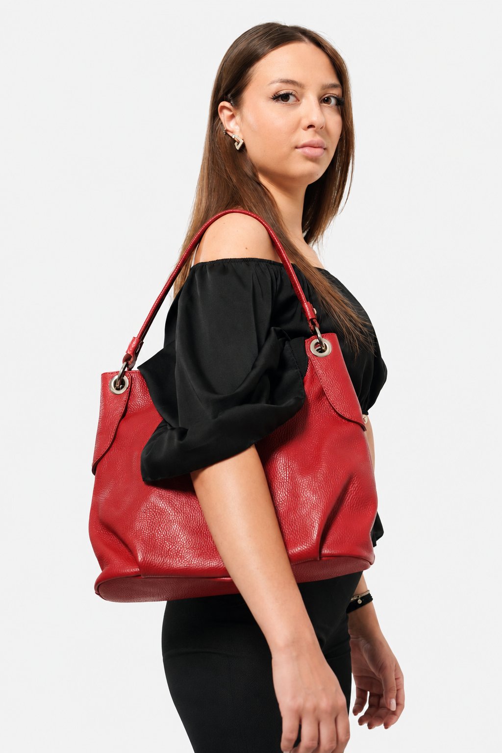 Borsa a Mano Donna GIULIANA in Vera Pelle Rosso | Made in Italy