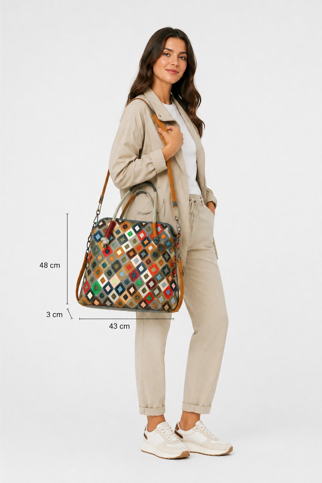Borsa Shopper Donna KAMALA | Pelle Patchwork Multicolore