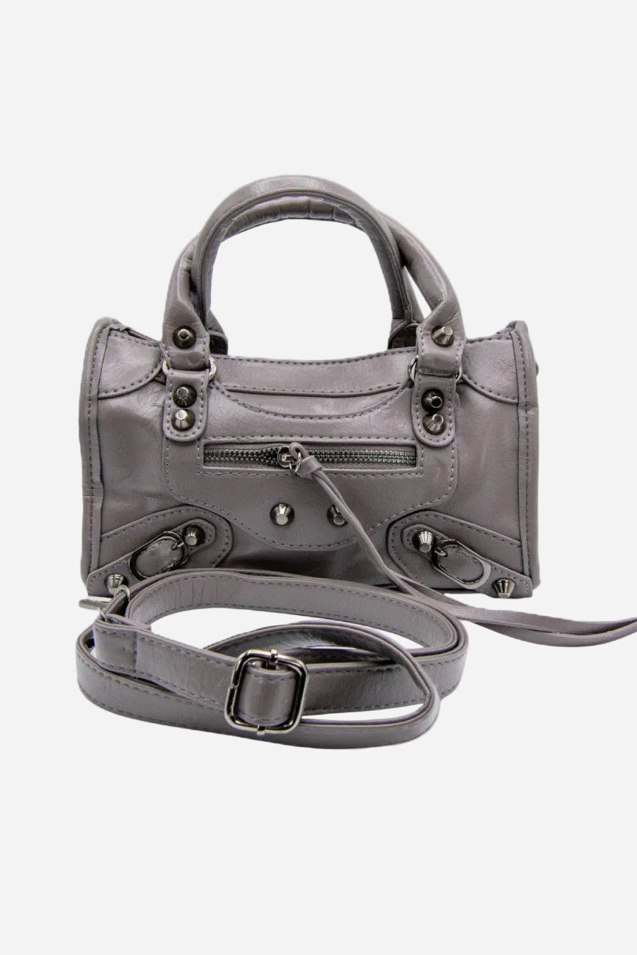 VYVA Grey — Borsa a mano o tracolla in ecopelle grigia