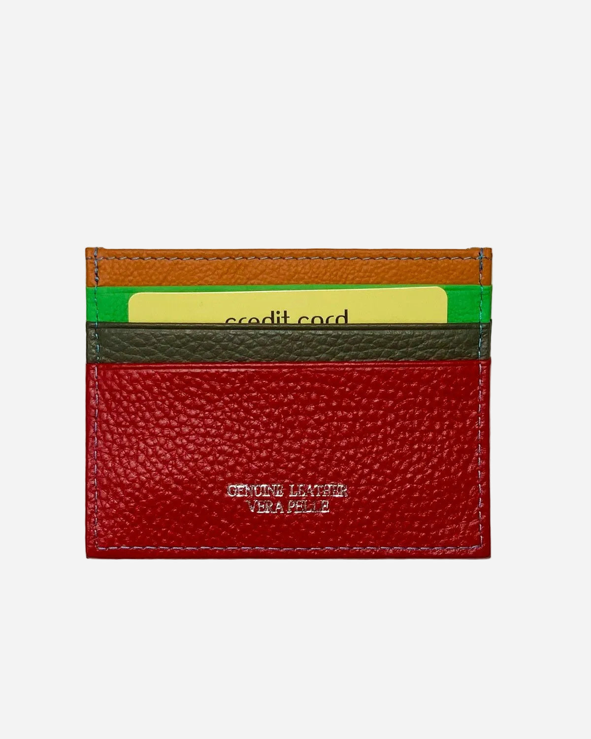 Porta carte Giove uomo in pelle rosso multicolore - Alidiluna