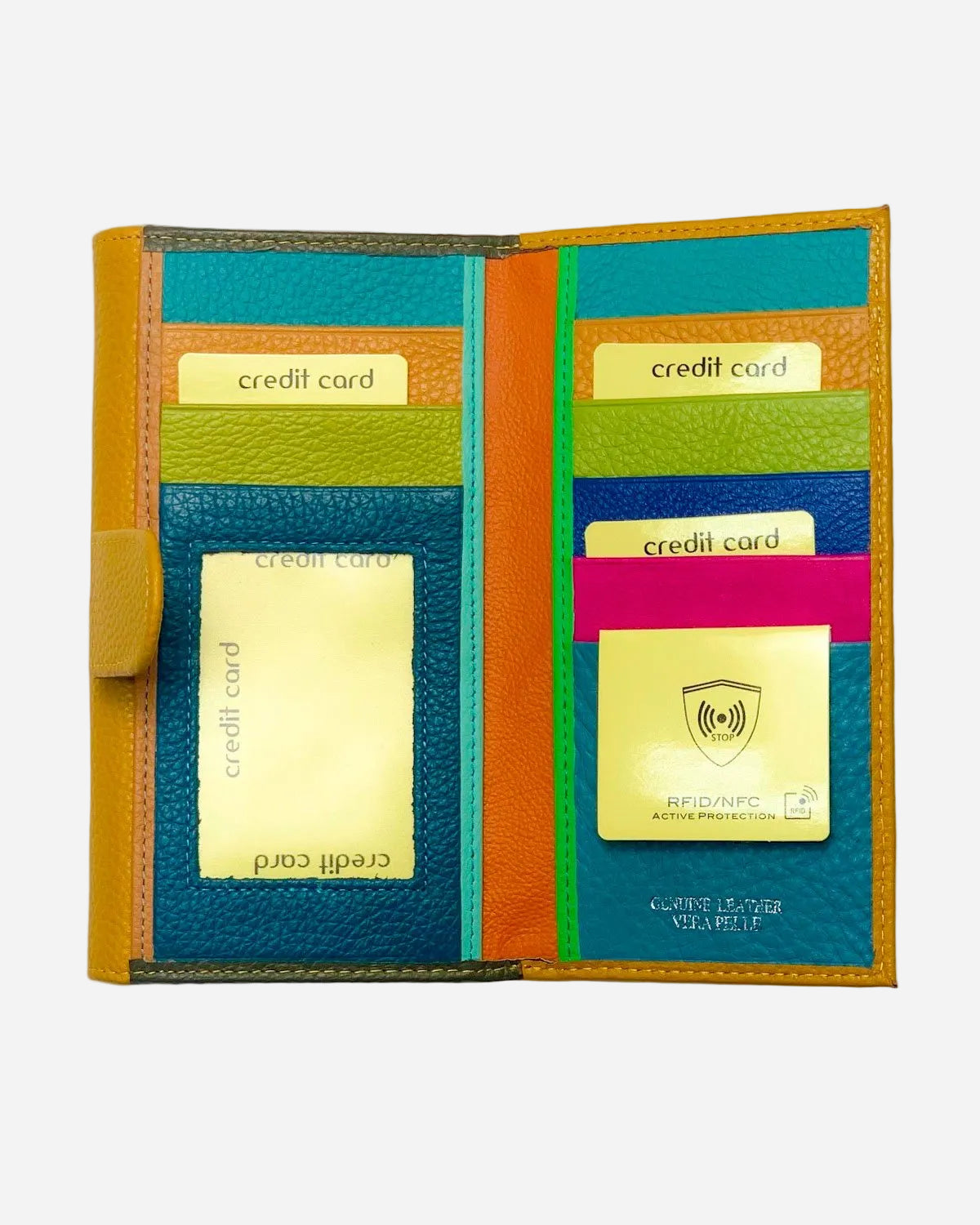 Portafoglio Portamonete Porta Carte donna Athena in vera pelle artigianale Giallo - Alidiluna