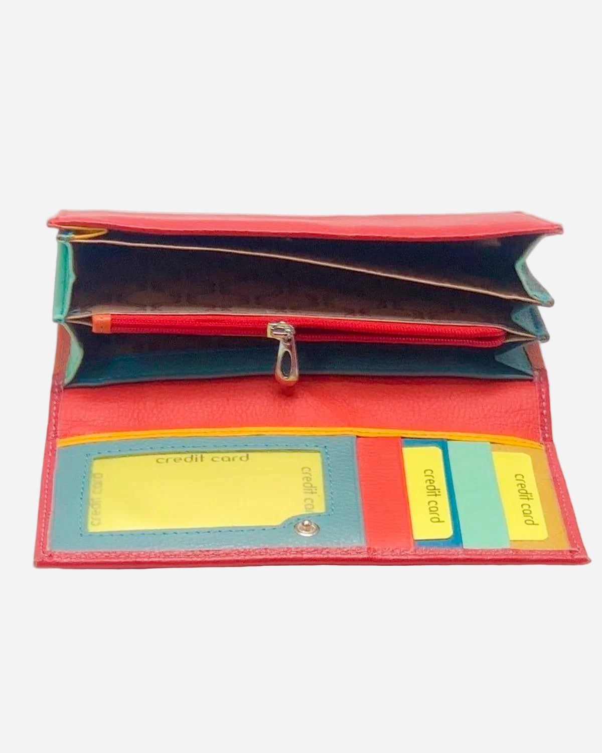 Portafoglio Portamonete Porta Carte donna Athena in vera pelle artigianale Rosso - Alidiluna