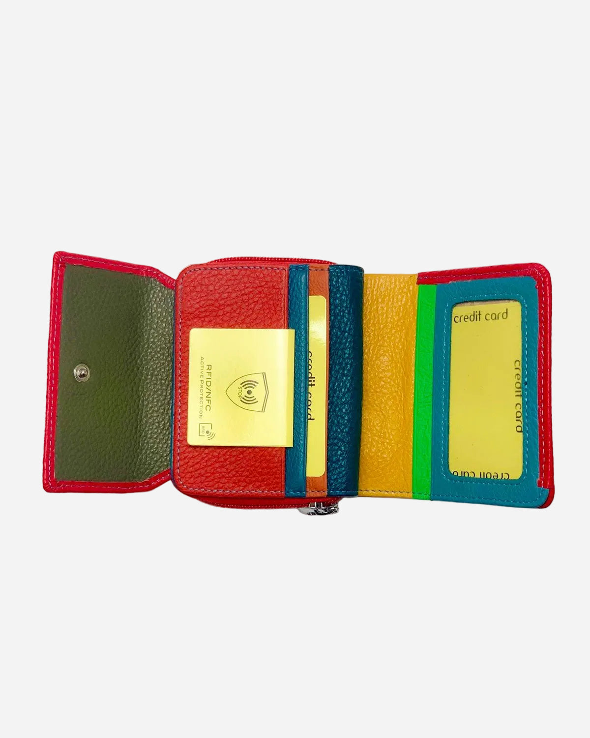 Portafoglio Portamonete Porta Carte donna Maia in vera pelle artigianale Rosso - Alidiluna
