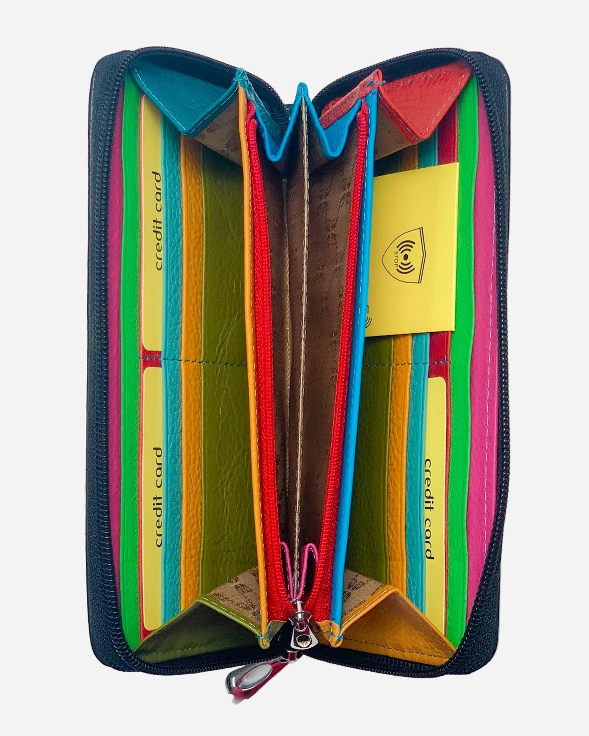 Portafoglio Portamonete Porta Carte donna Nefertari in vera pelle artigianale Nero made in italy - Alidiluna