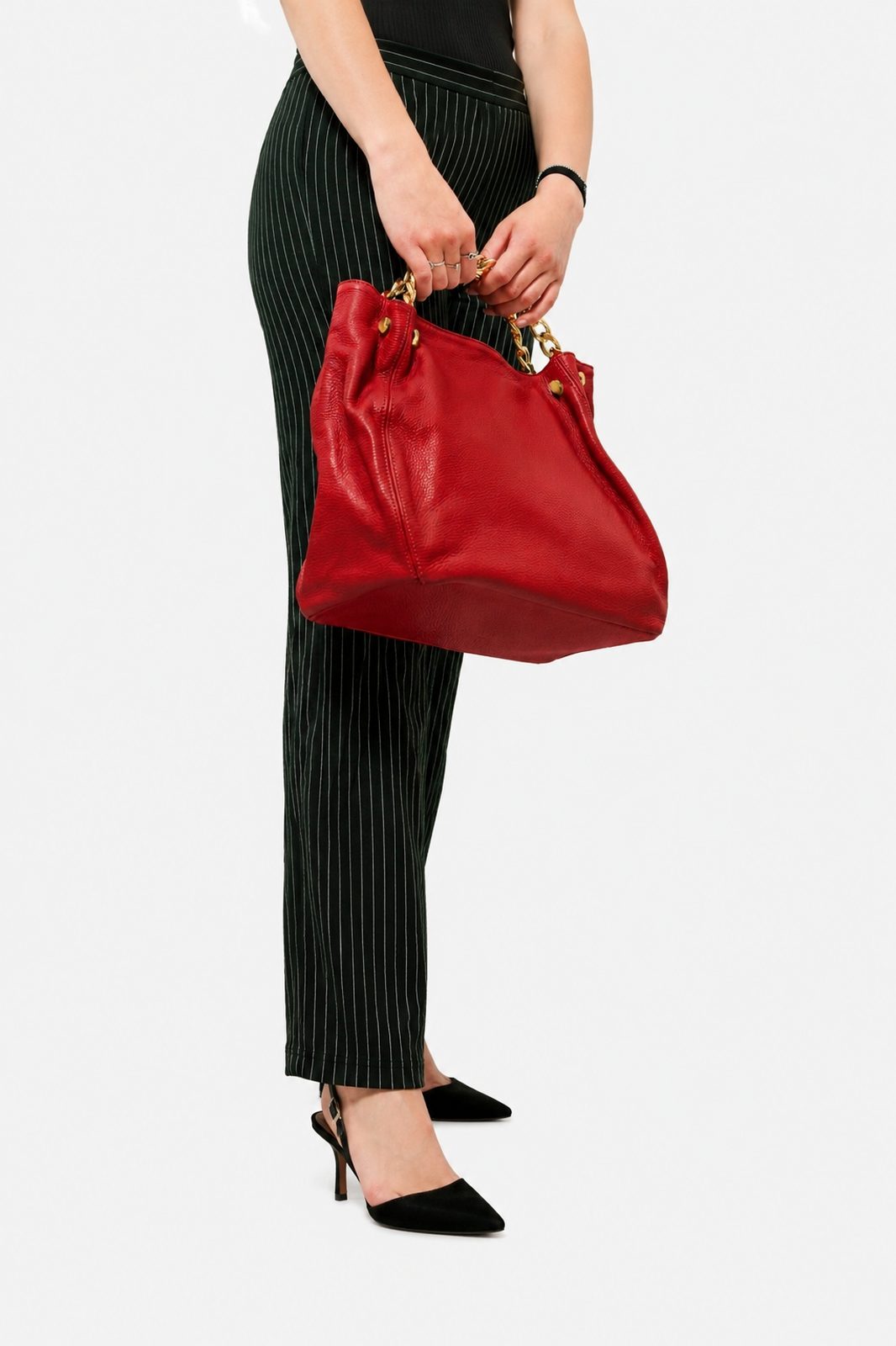 Borsa Spalla Donna VALENTINA in Vera Pelle Rosso | Made in Italy