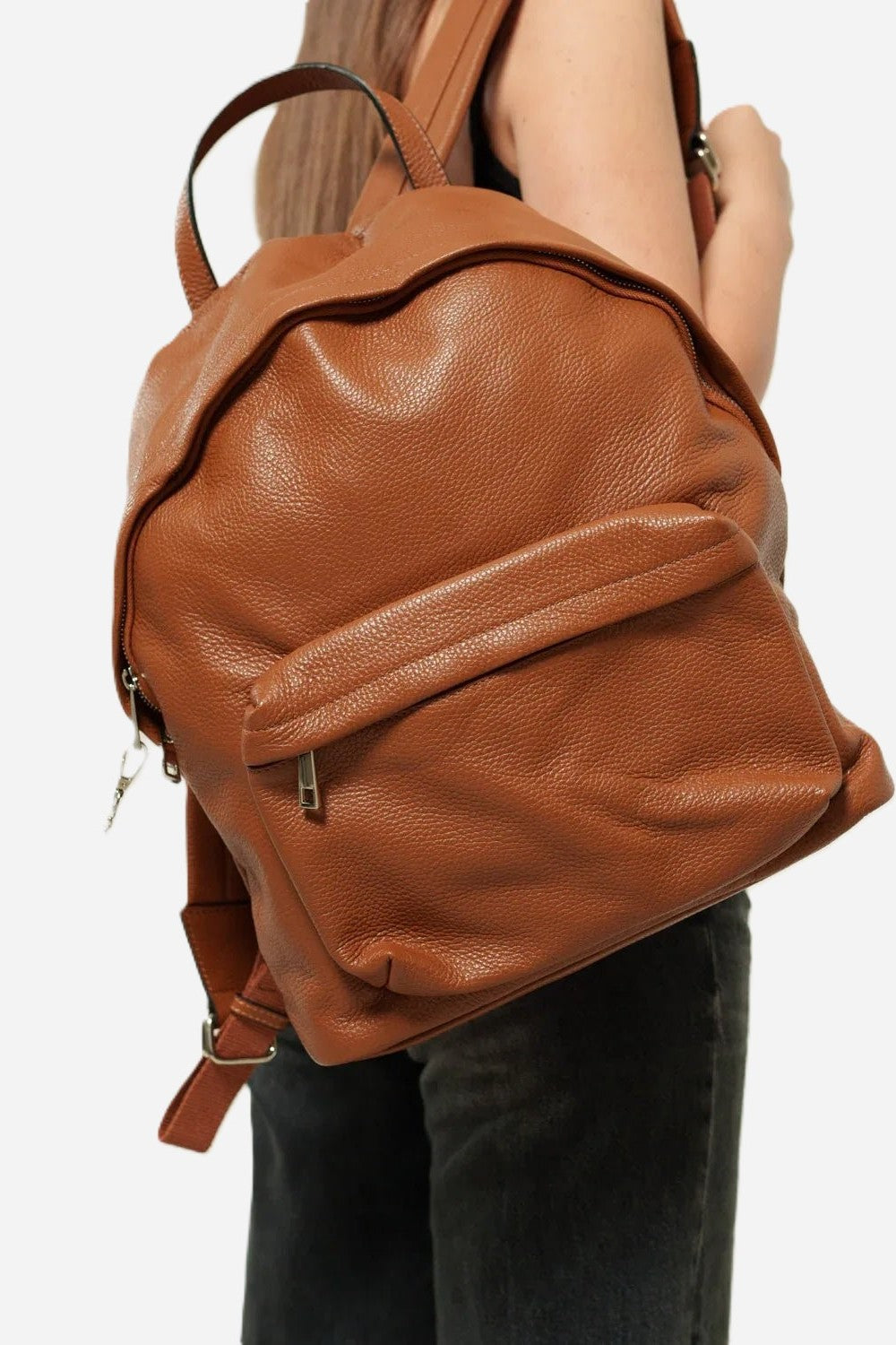 Zaino donna FEDERICA in vera pelle cognac