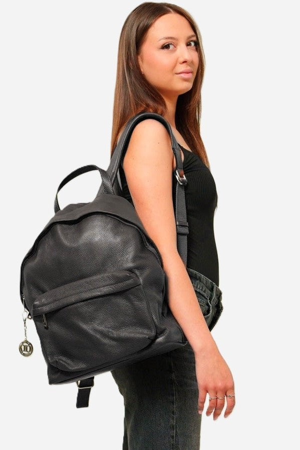 Zaino donna FEDERICA in vera pelle nero