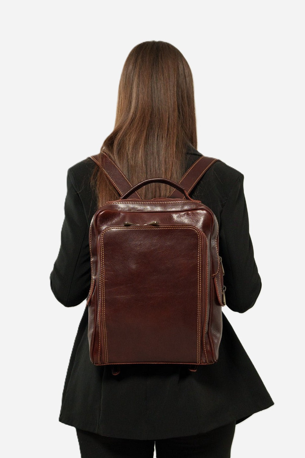 ORIONE— Zaino unisex in vero cuoio testa di moro con porta PC | Made in Italy