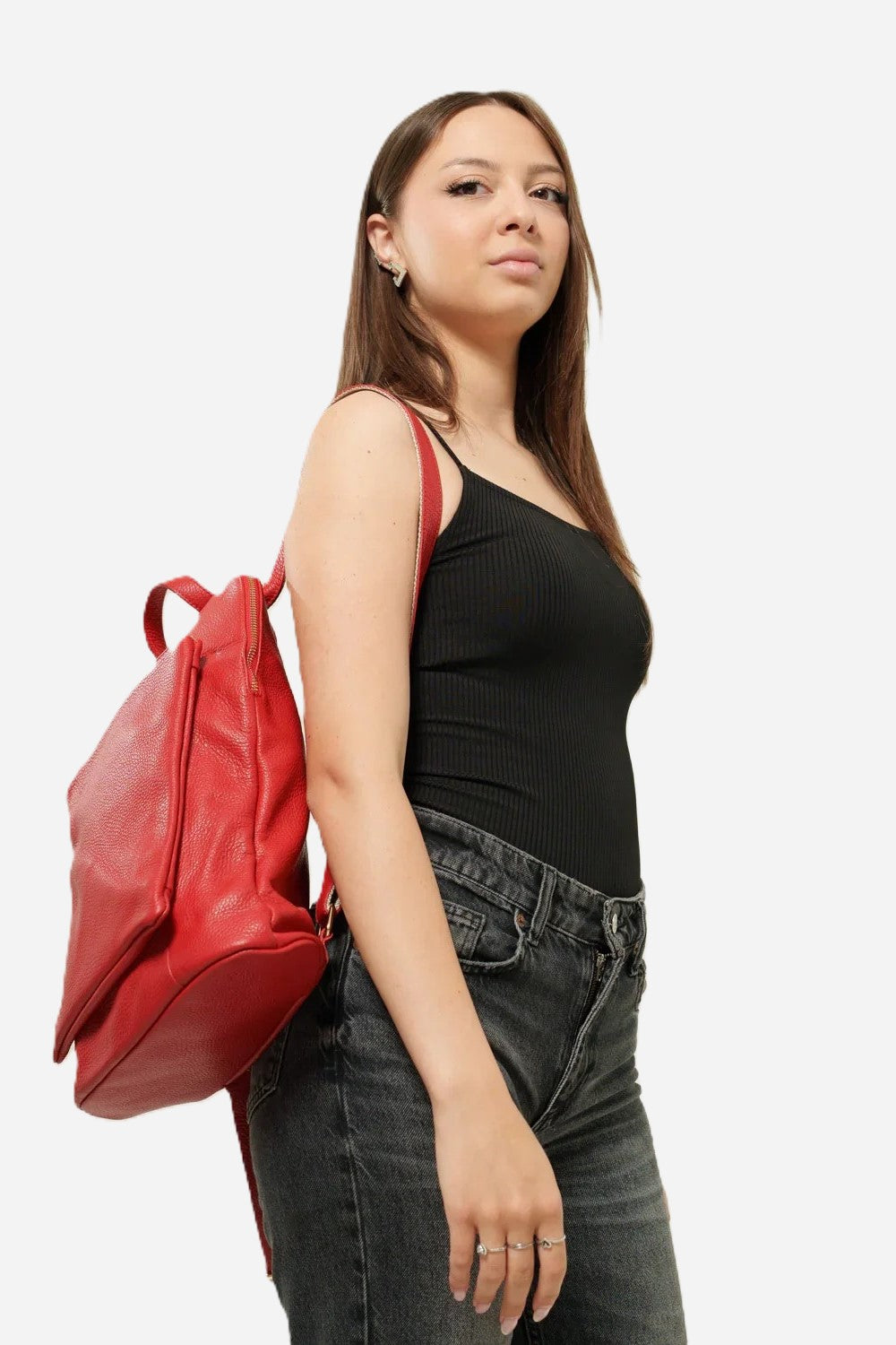ROSALBA — Zaino in vera pelle rossa con porta laptop | Made in Italy
