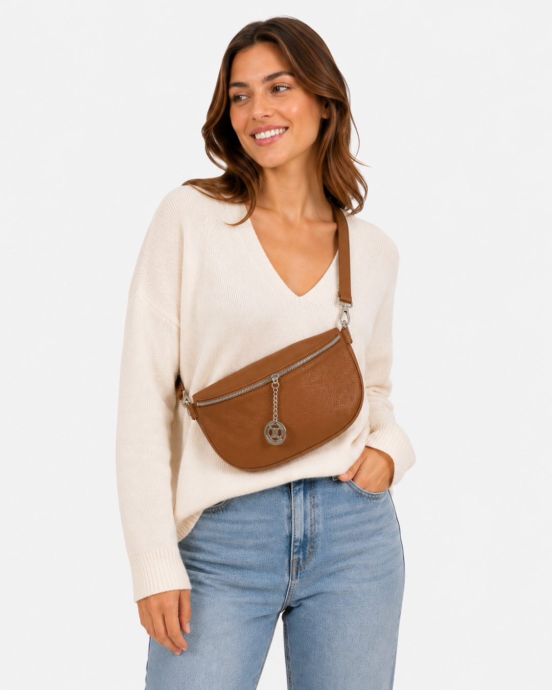 Marsupio Donna EMMA in Vera Pelle Marrone | Made in Italy