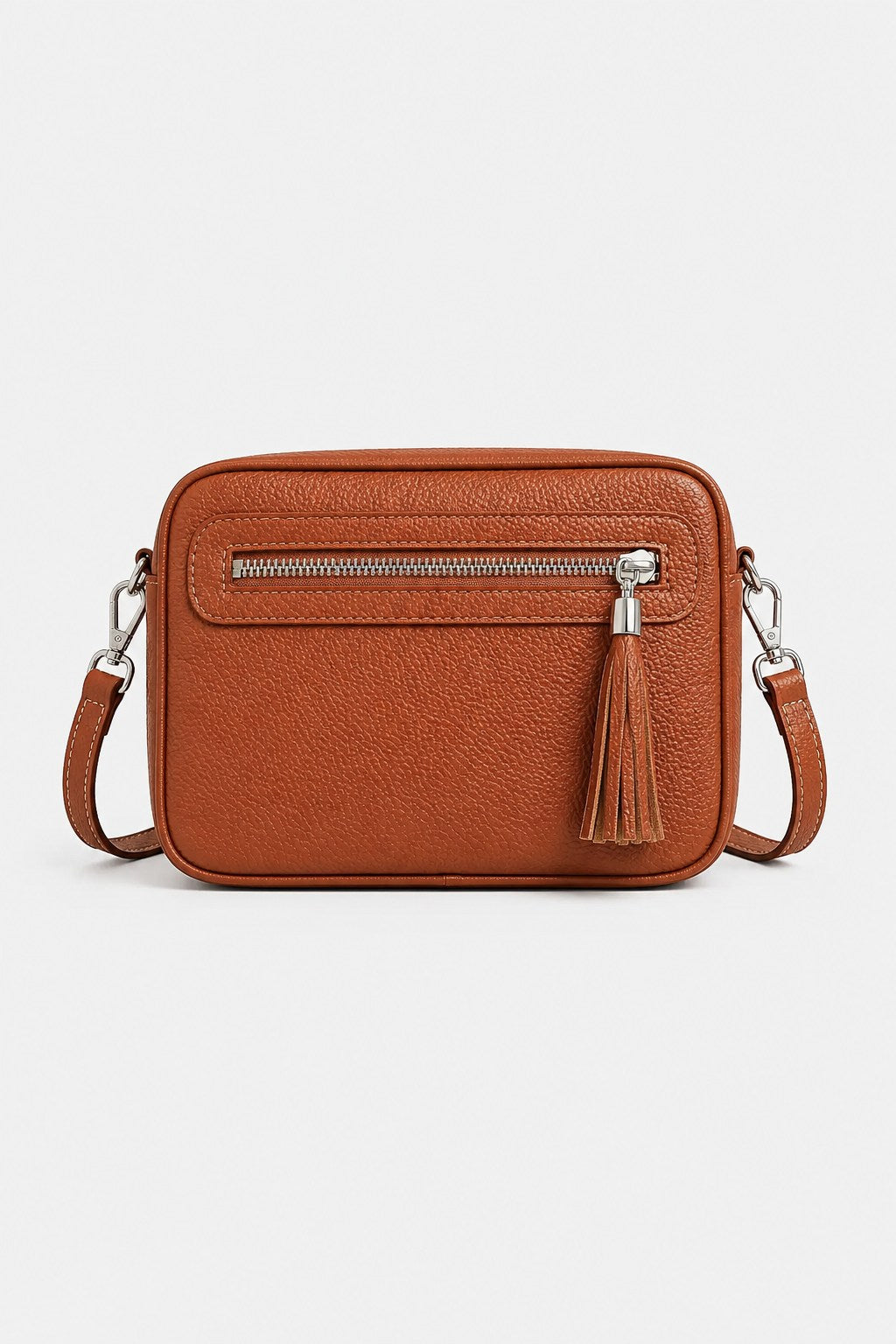 Borsa a Spalla Donna Alessia in Vera Pelle Cognac | Made in Italy