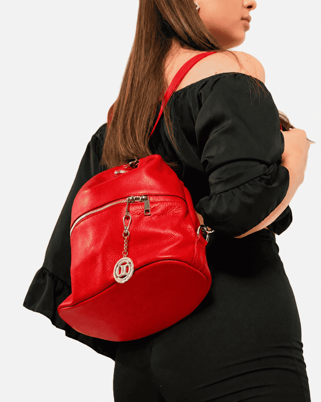 Borsa Donna MONIA in Vera Pelle Rosso | 3 in 1 Spalla Tracolla Zaino