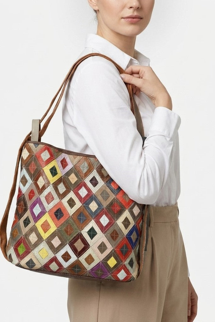 Borsa a spalla e zaino Donna VENUSIA | Pelle Patchwork Multicolor