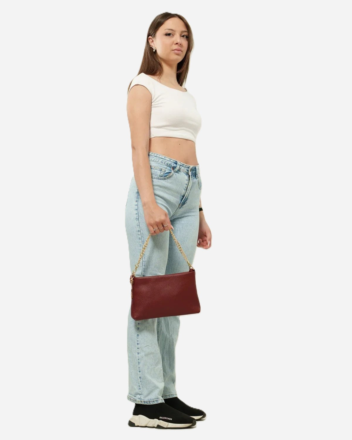 Pochette Alessandra con Tracolla – Vera Pelle Bordeaux | Made in Italy