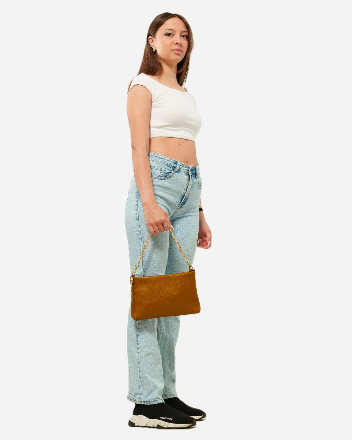 Pochette Alessandra con Tracolla – Vera Pelle Cognac | Made in Italy