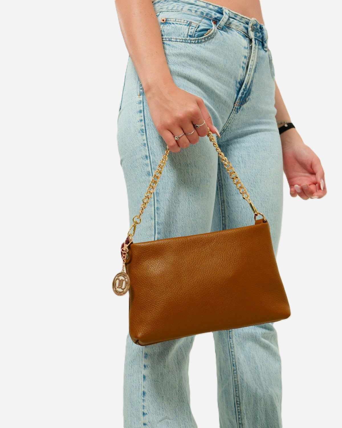 Pochette Alessandra con Tracolla – Vera Pelle Cognac | Made in Italy