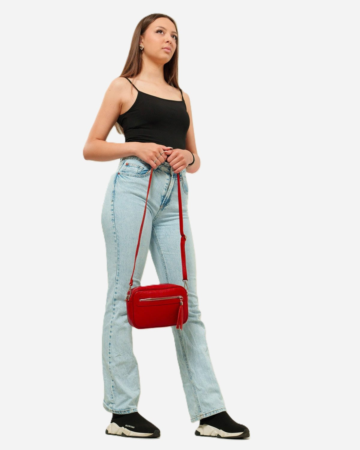 Borsa a Spalla Donna Alessia in Vera Pelle Rosso | Made in Italy