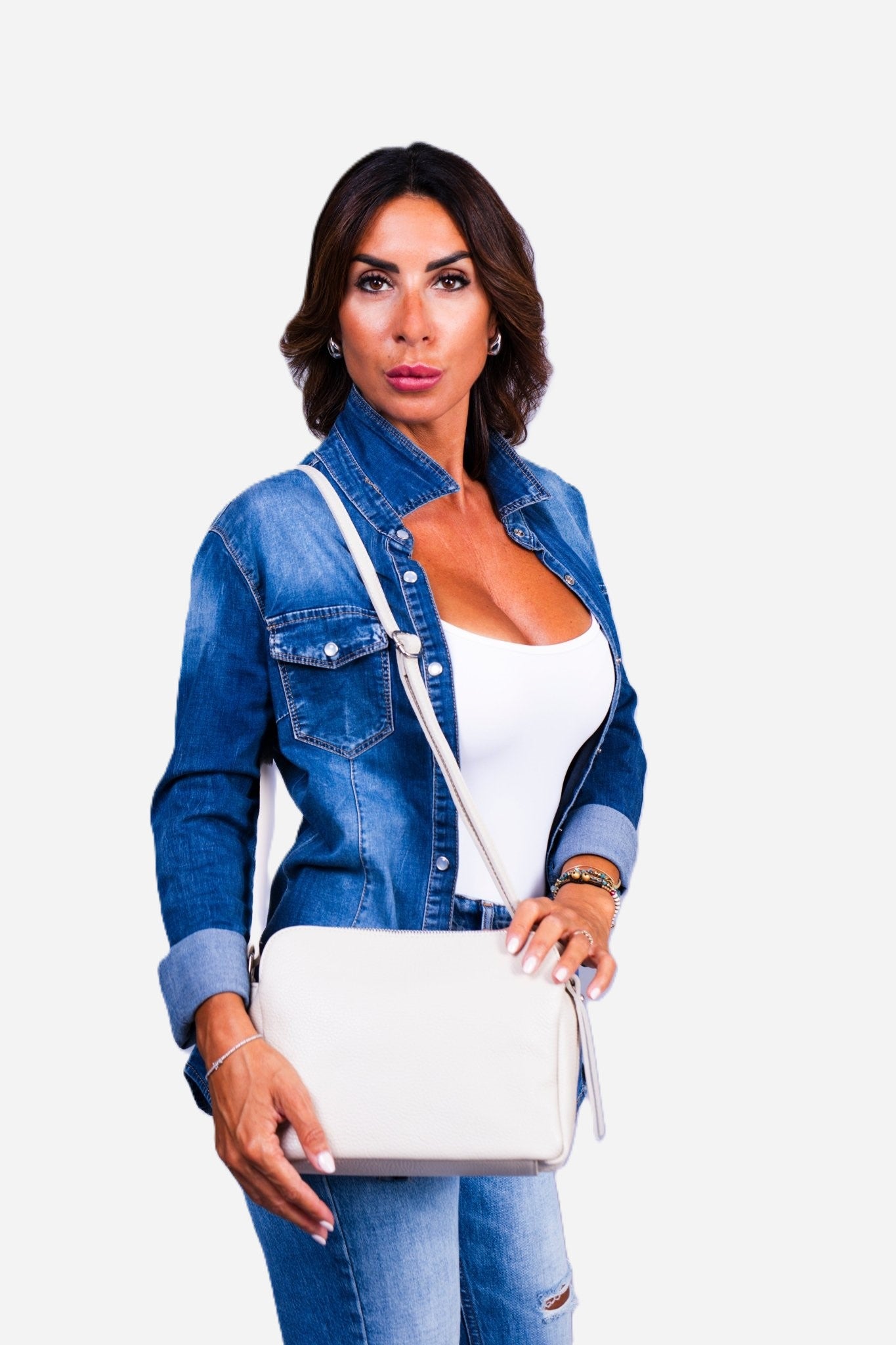 EDVIGE — Borsa a spalla in vera pelle beige | Made in Italy