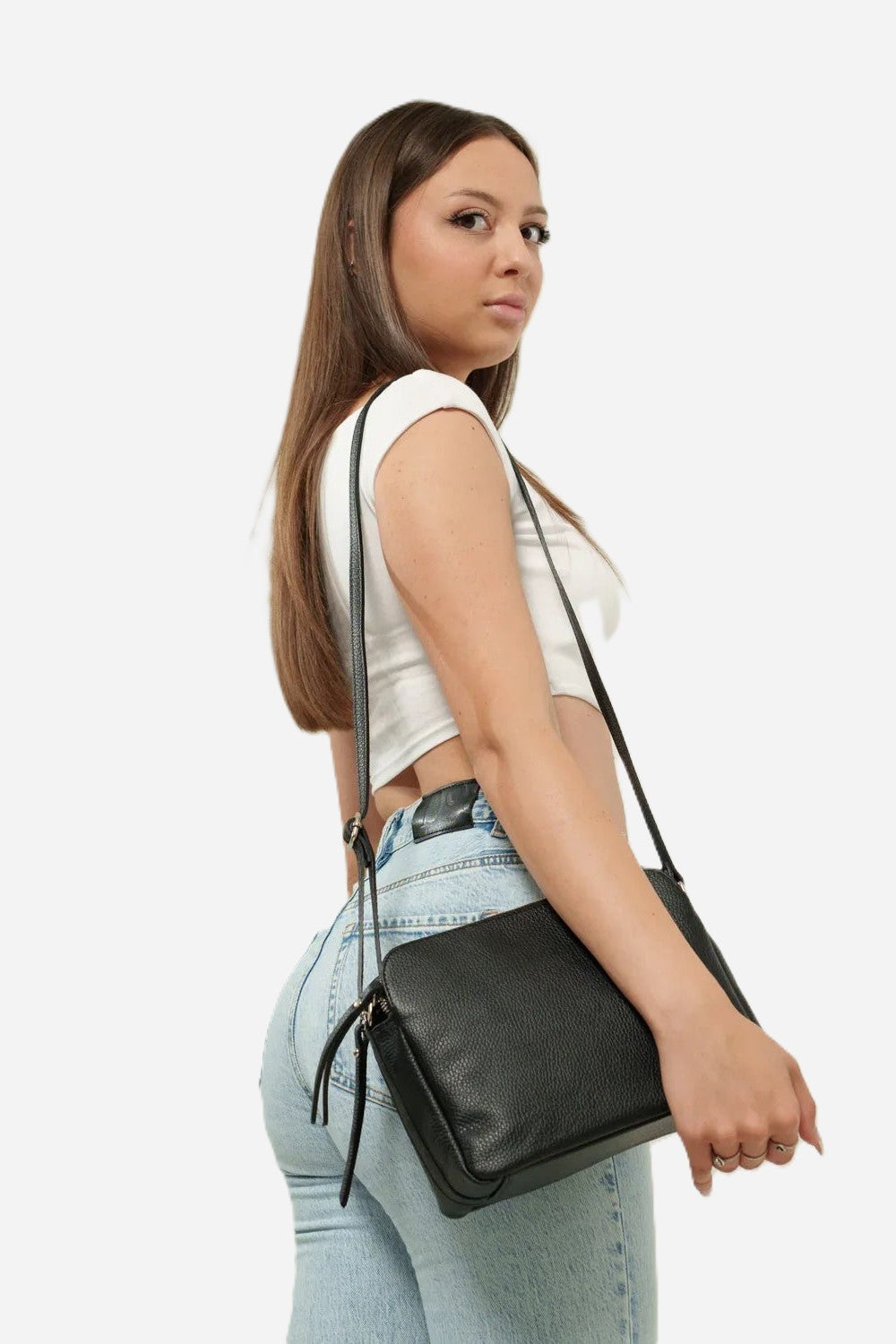 EDVIGE — Borsa a spalla in vera pelle nera | Made in Italy