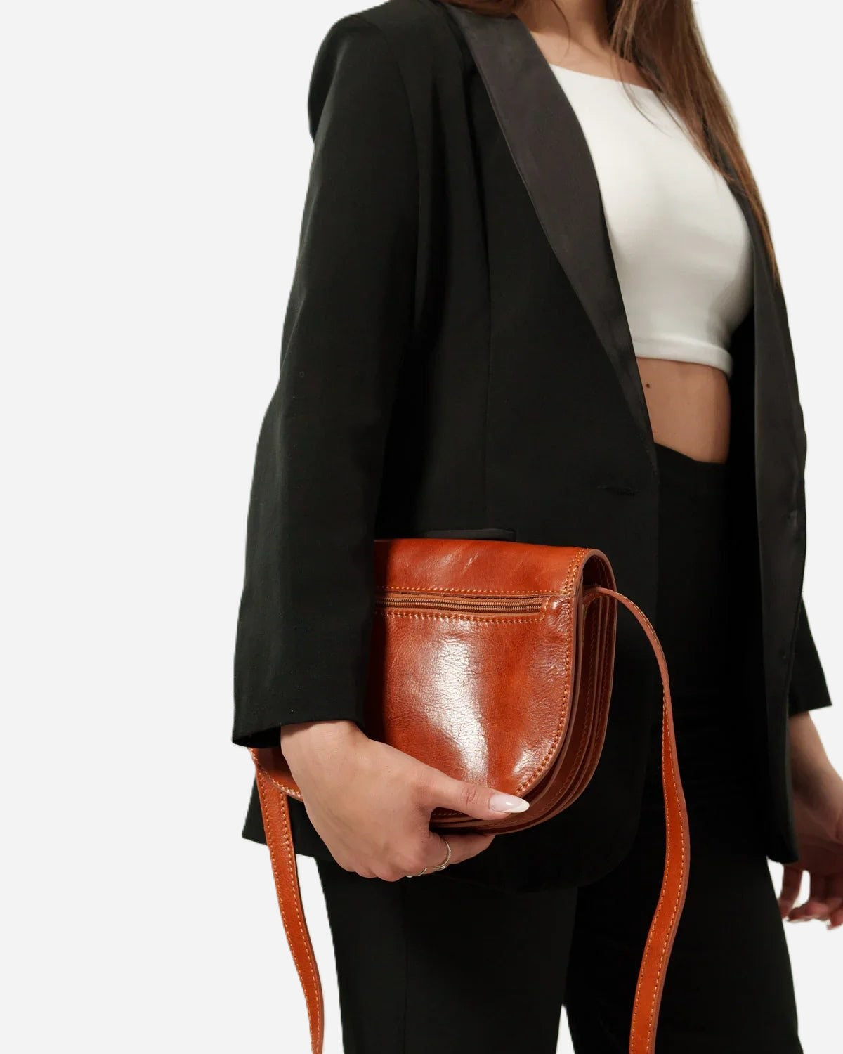 Borsa Tracolla Elena Vera Pelle Vacchetta Cognac
