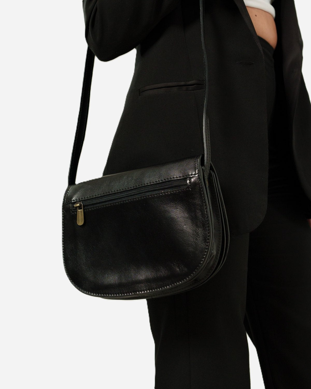 Borsa Tracolla Elena Vera Pelle Vacchetta Nero