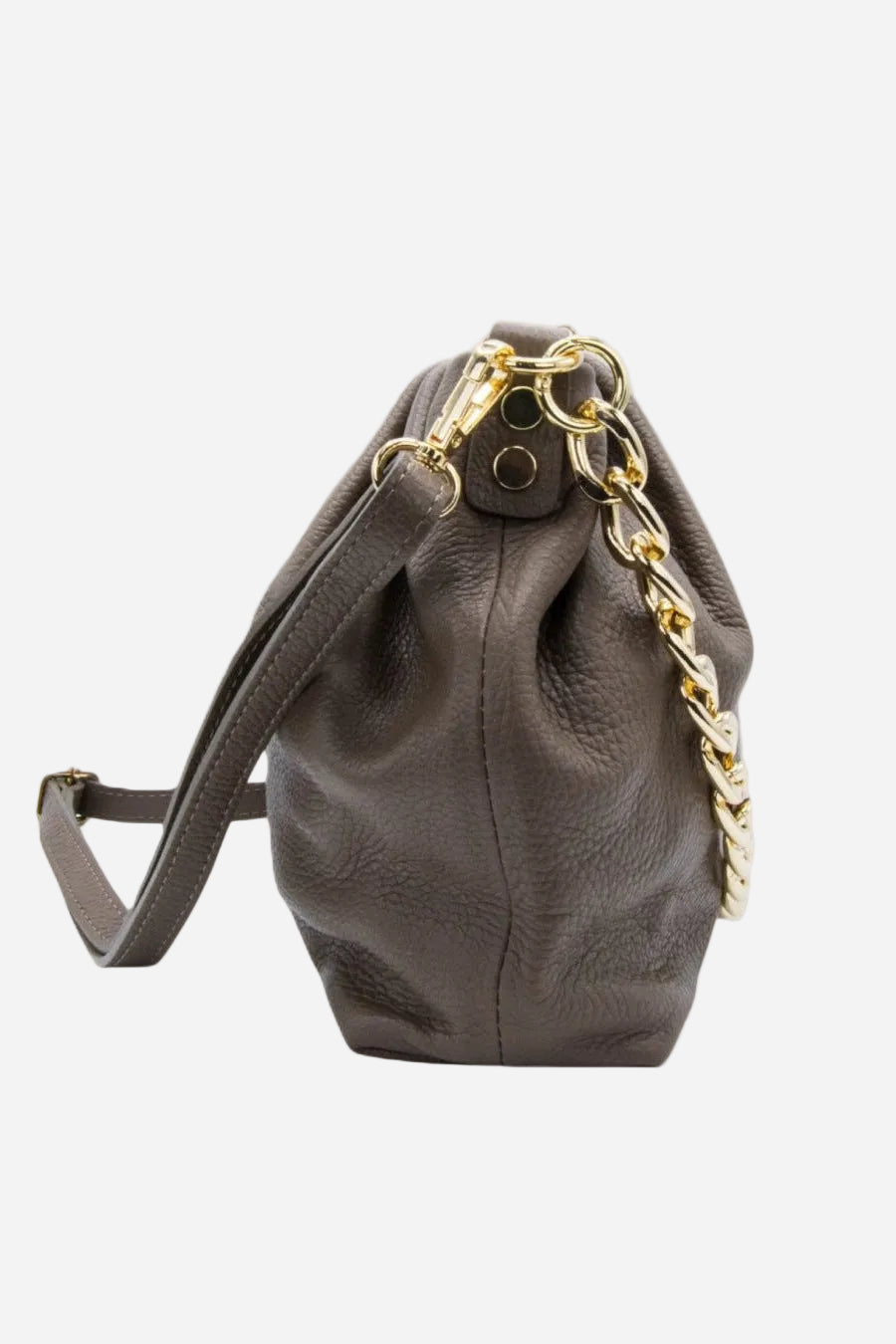 Borsa Donna Lauretana Vera Pelle Fango | Catena Dorata | Made in Italy