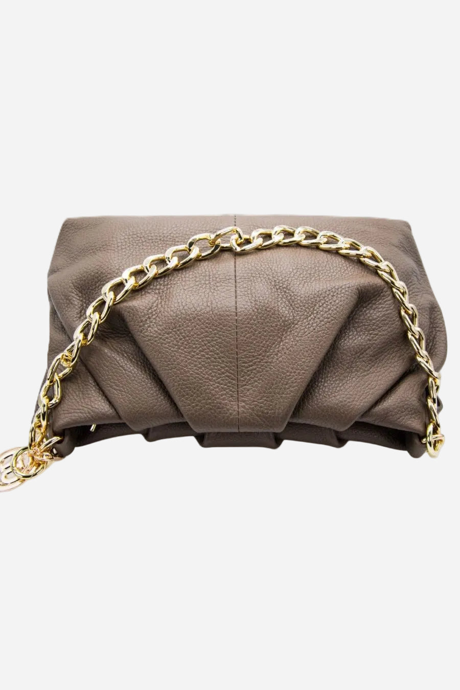 Borsa Donna Lauretana Vera Pelle Fango | Catena Dorata | Made in Italy