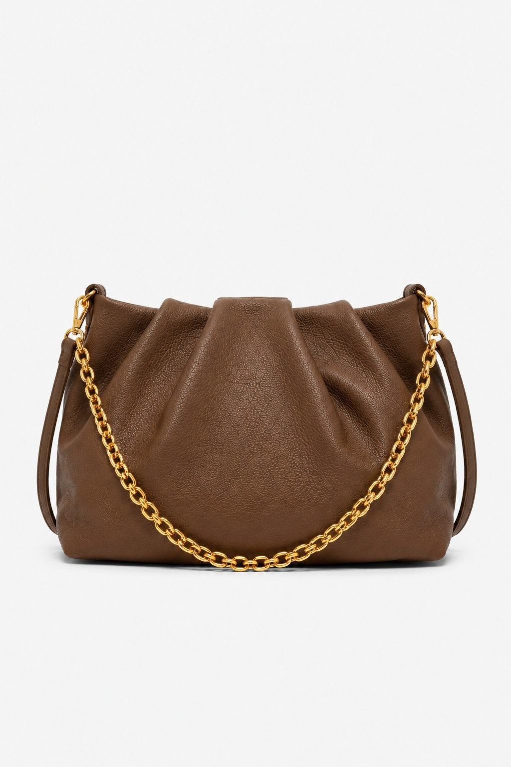 Borsa Donna Lauretana Vera Pelle Cioccolato | Catena Dorata | Made in Italy