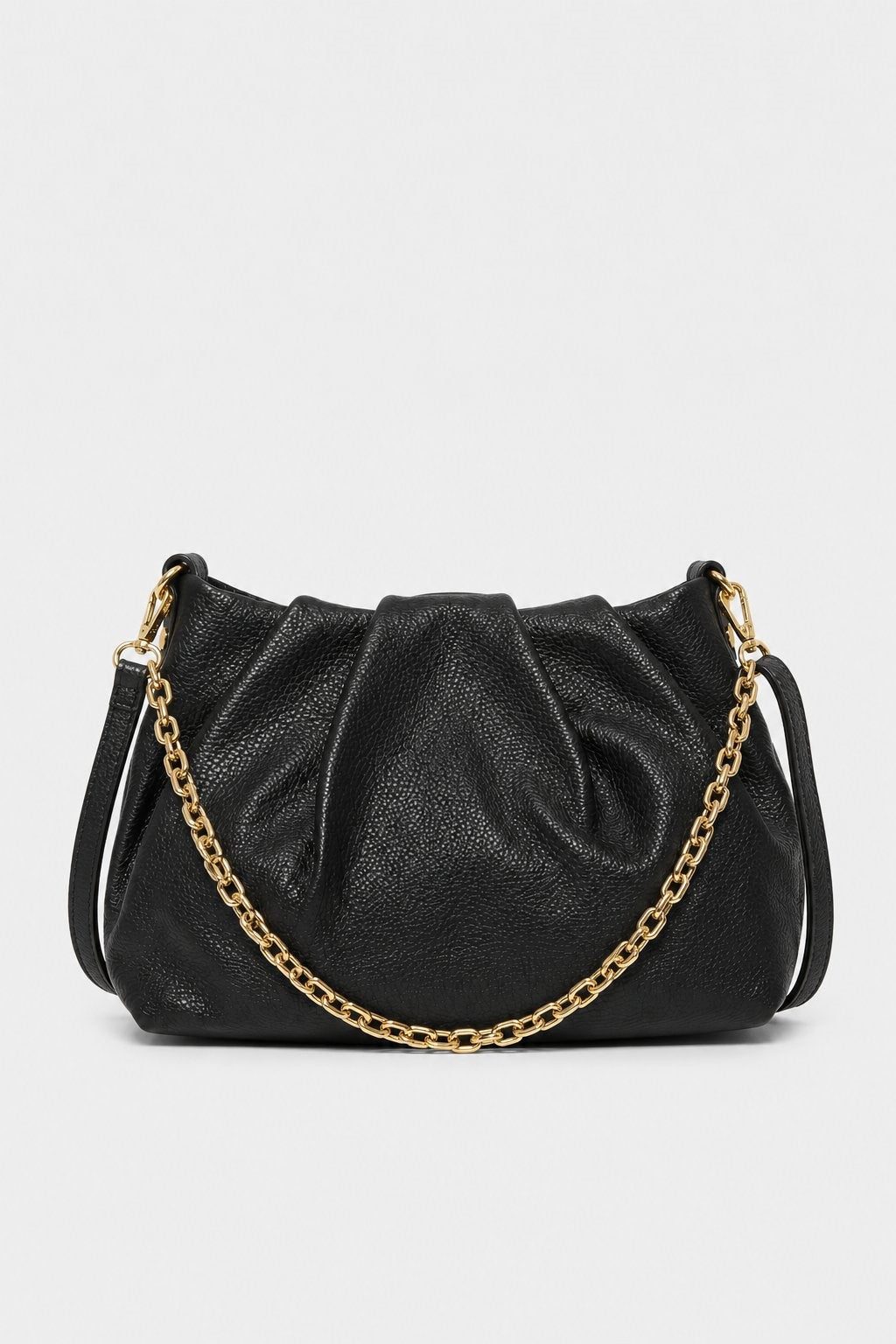 Borsa Donna Lauretana Vera Pelle Nero | Catena Dorata | Made in Italy