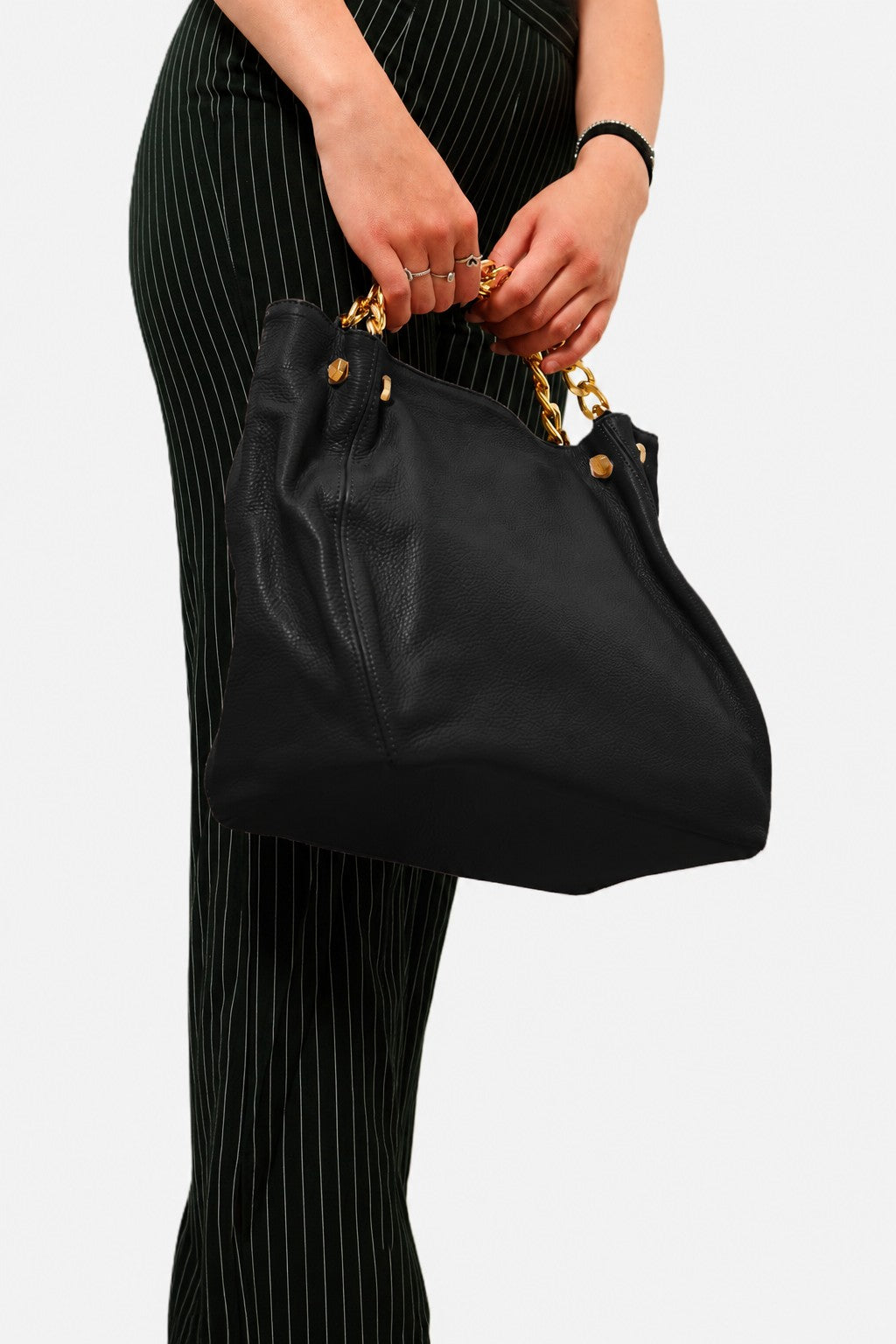 Borsa Spalla Donna VALENTINA in Vera Pelle Nero | Made in Italy