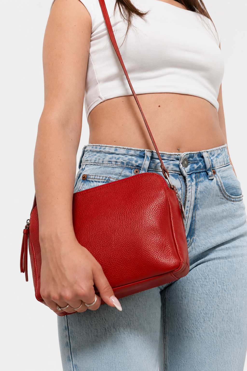 EDVIGE — Borsa a spalla in vera pelle rossa | Made in Italy
