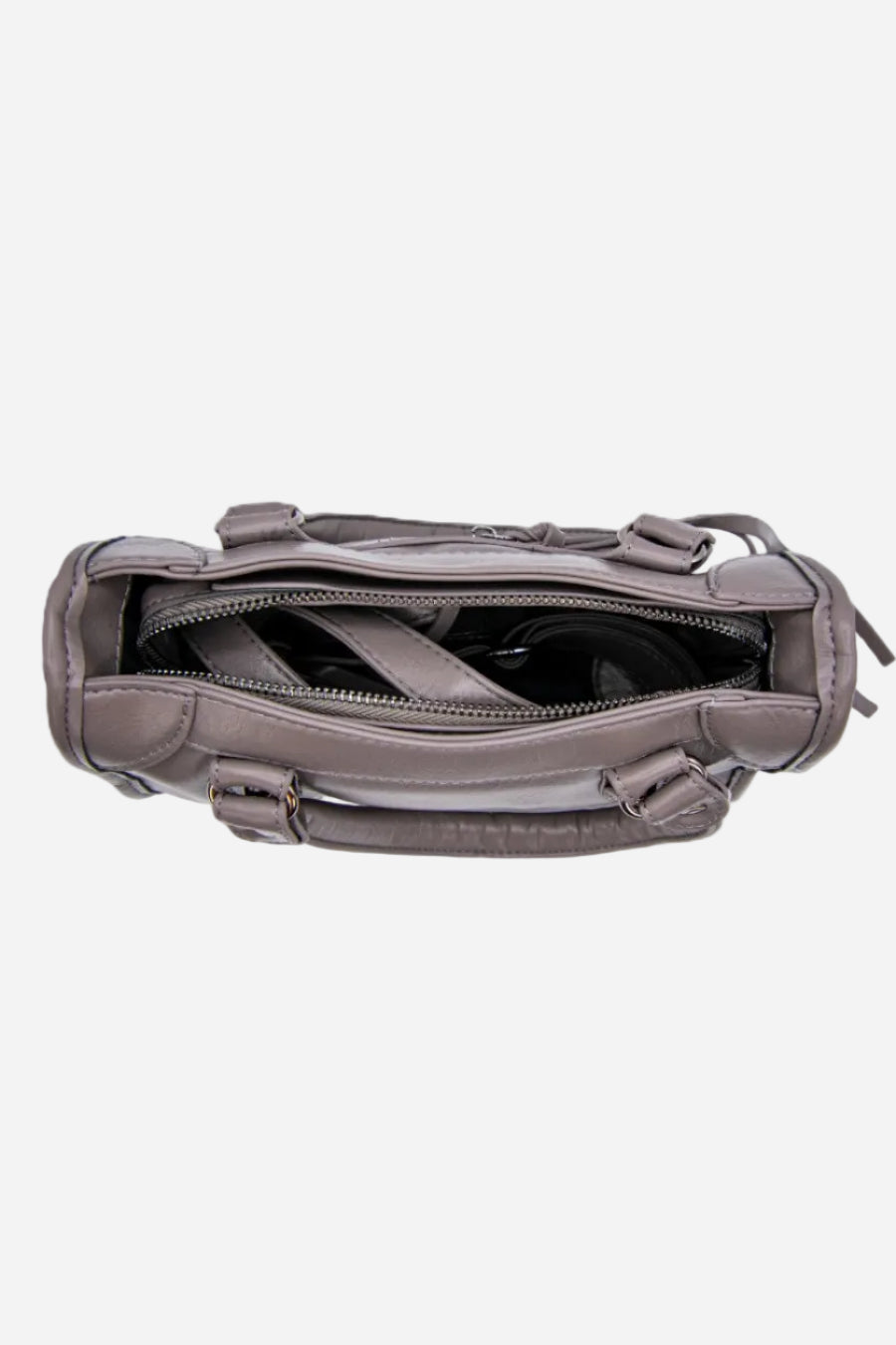 VYVA Grey — Borsa a mano o tracolla in ecopelle grigia