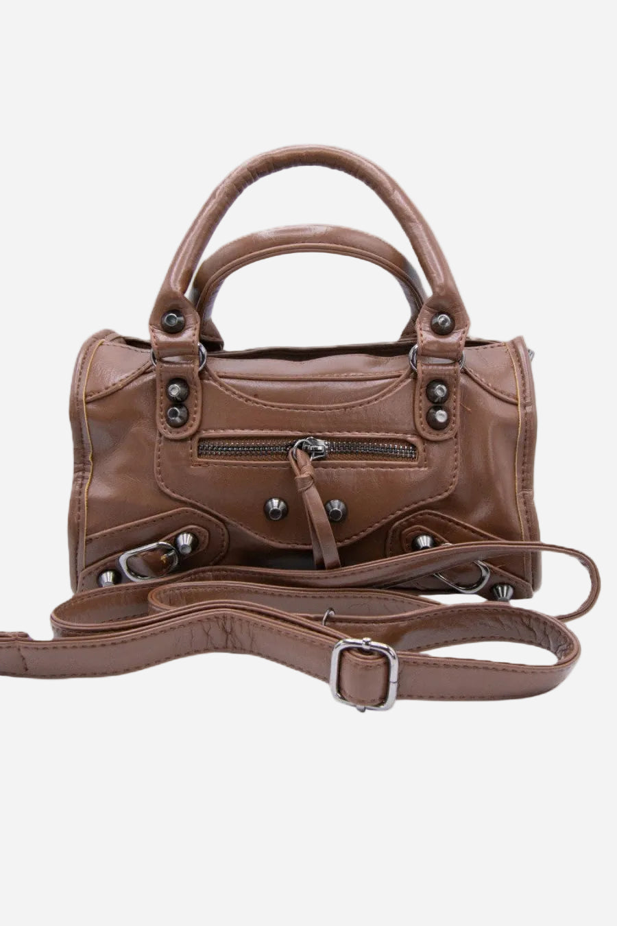 VYVA Choco — Borsa a mano o tracolla in ecopelle marrone