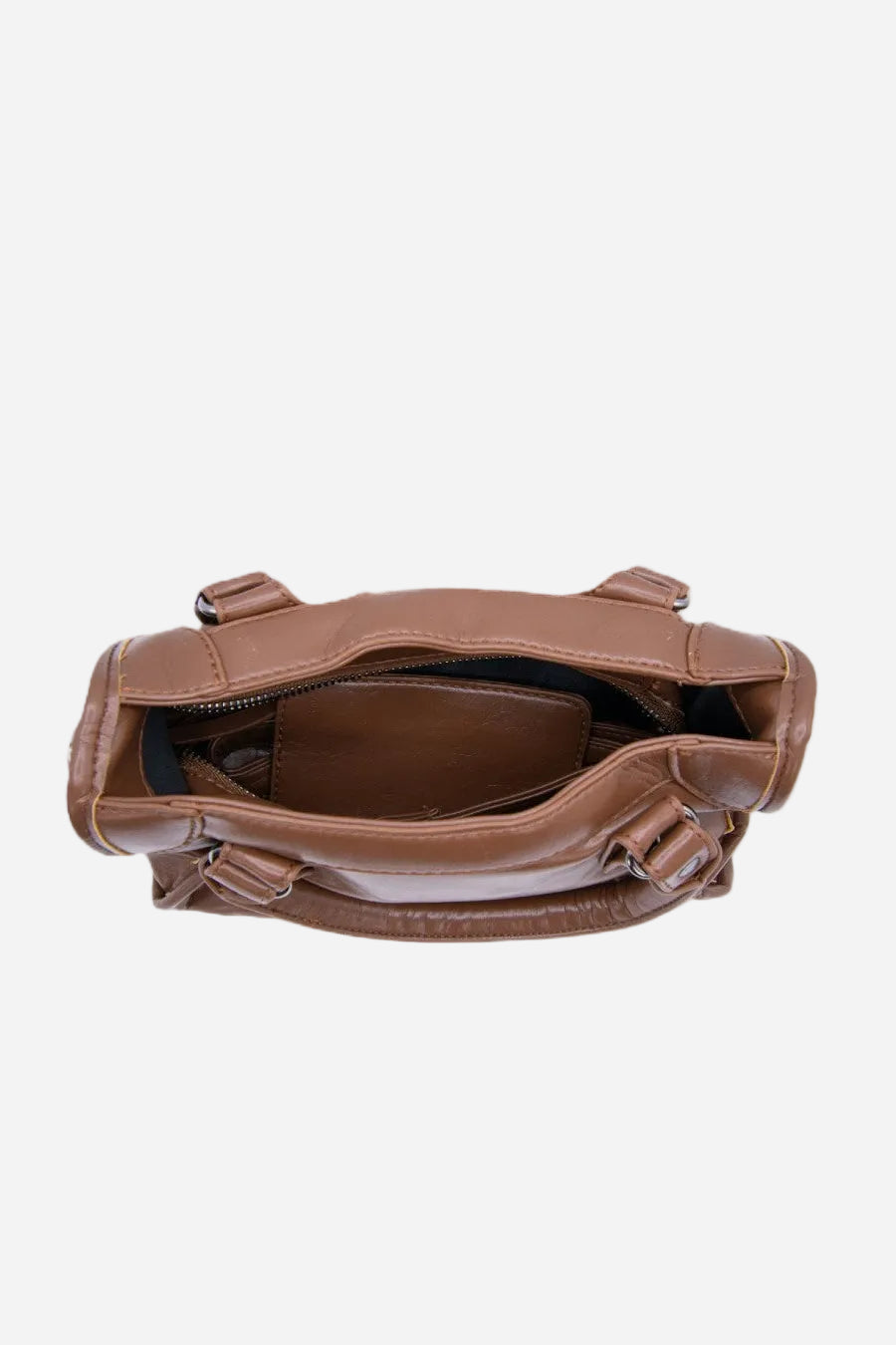 VYVA Choco — Borsa a mano o tracolla in ecopelle marrone