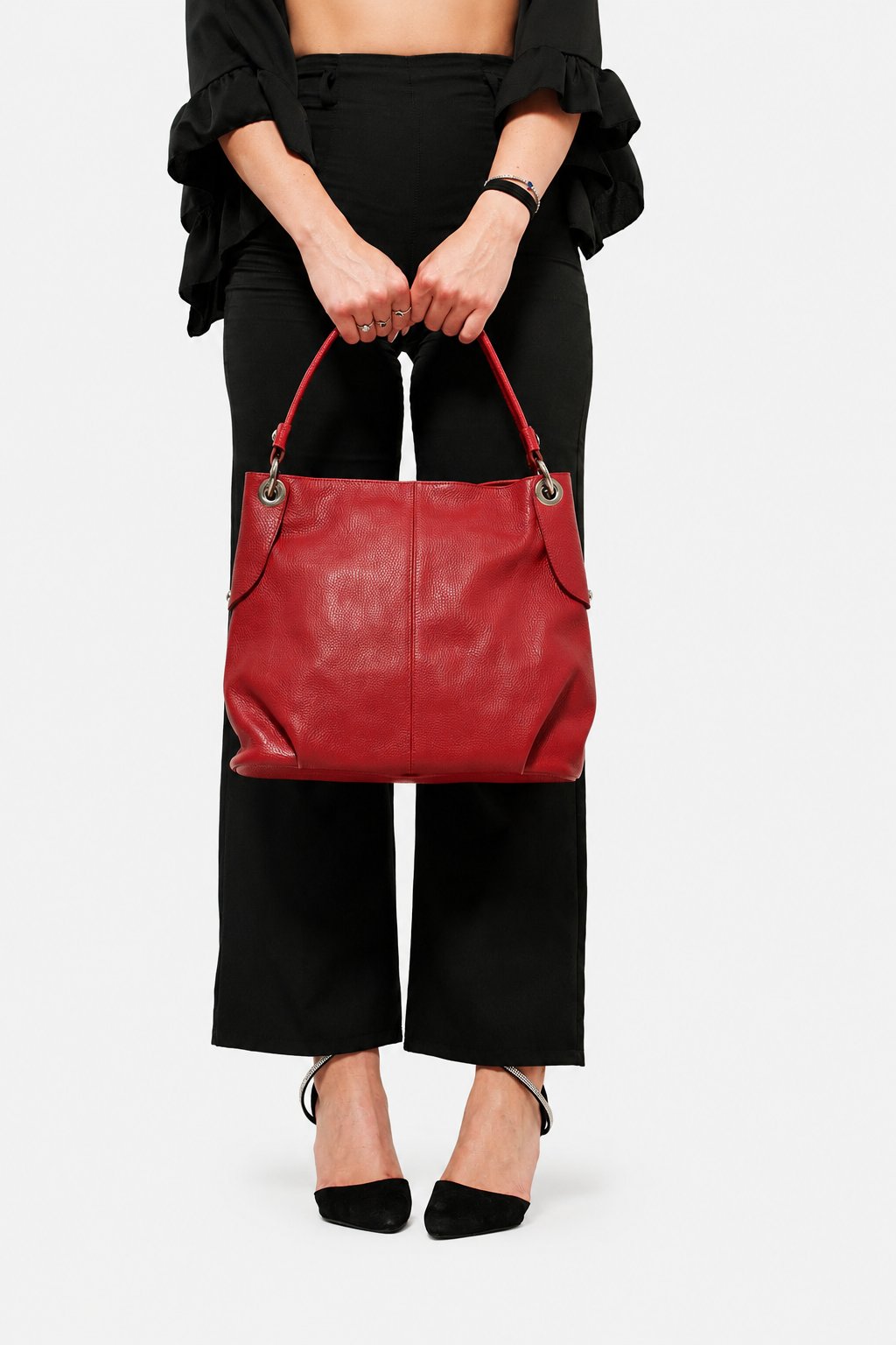 Borsa a Mano Donna GIULIANA in Vera Pelle Rosso | Made in Italy
