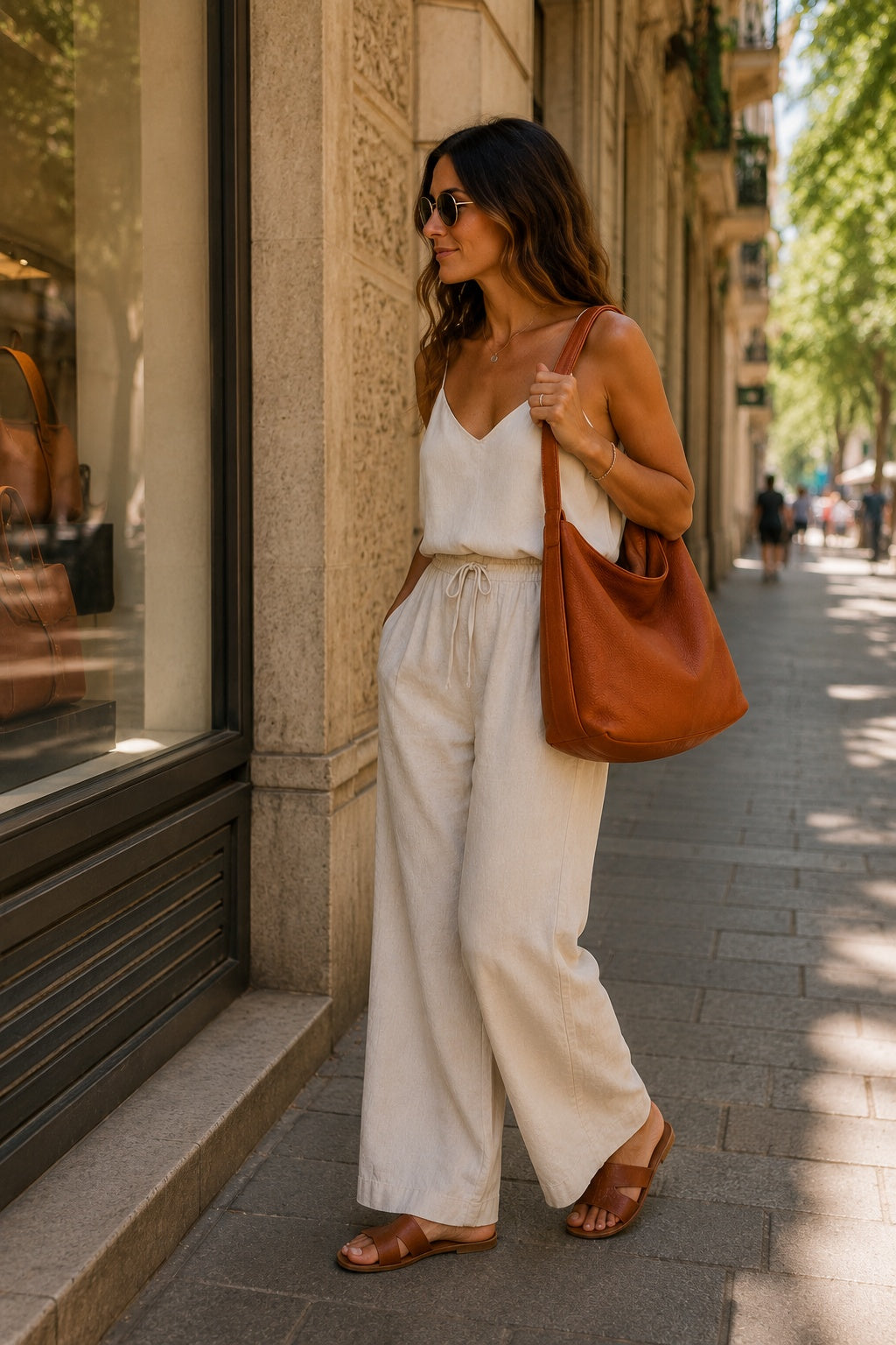 Borsa a Spalla Donna Francesca in Vera Pelle Cognac | Made in Italy