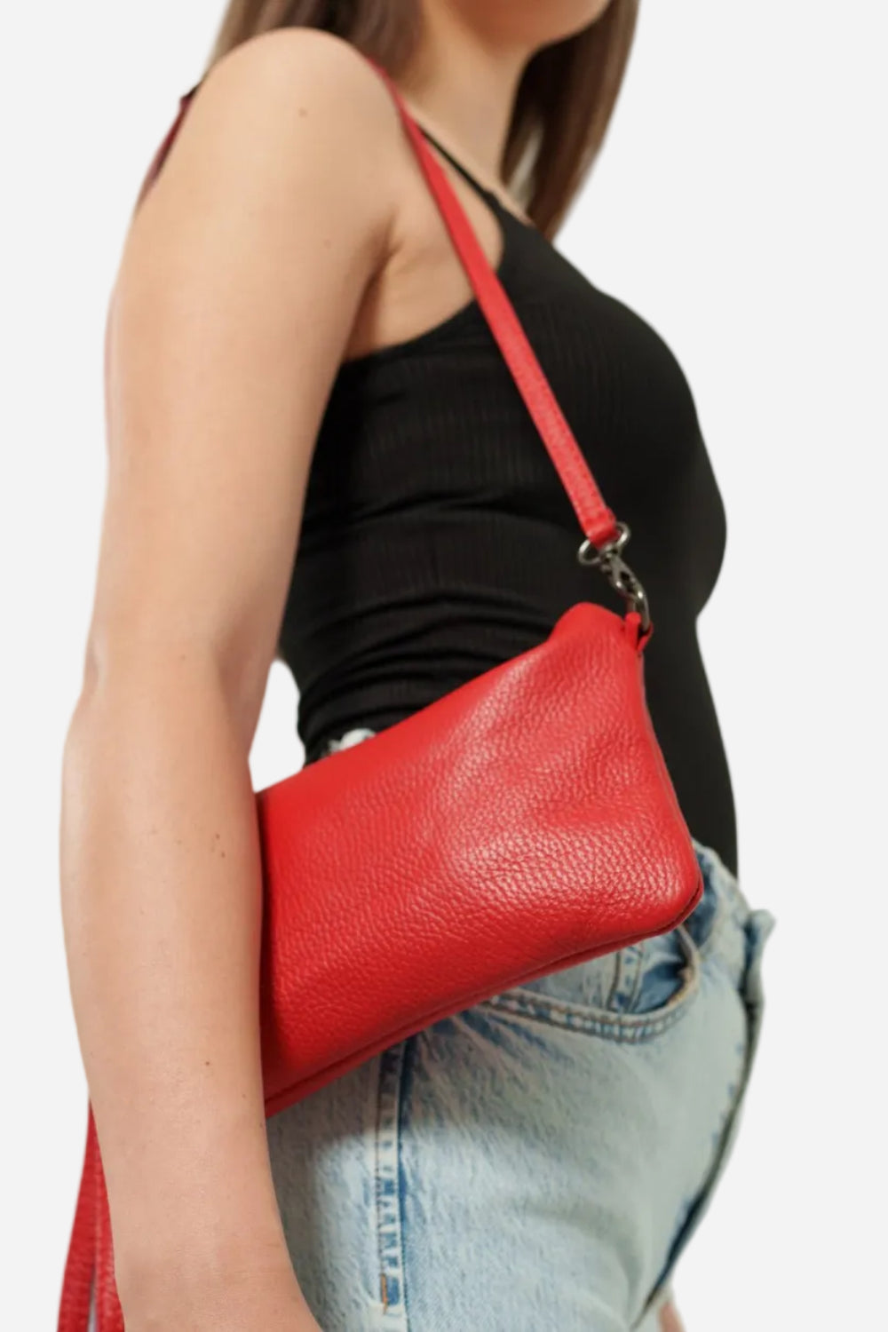 Pochette a tracolla Donna Chiara in vera pelle Rosso - Alidiluna