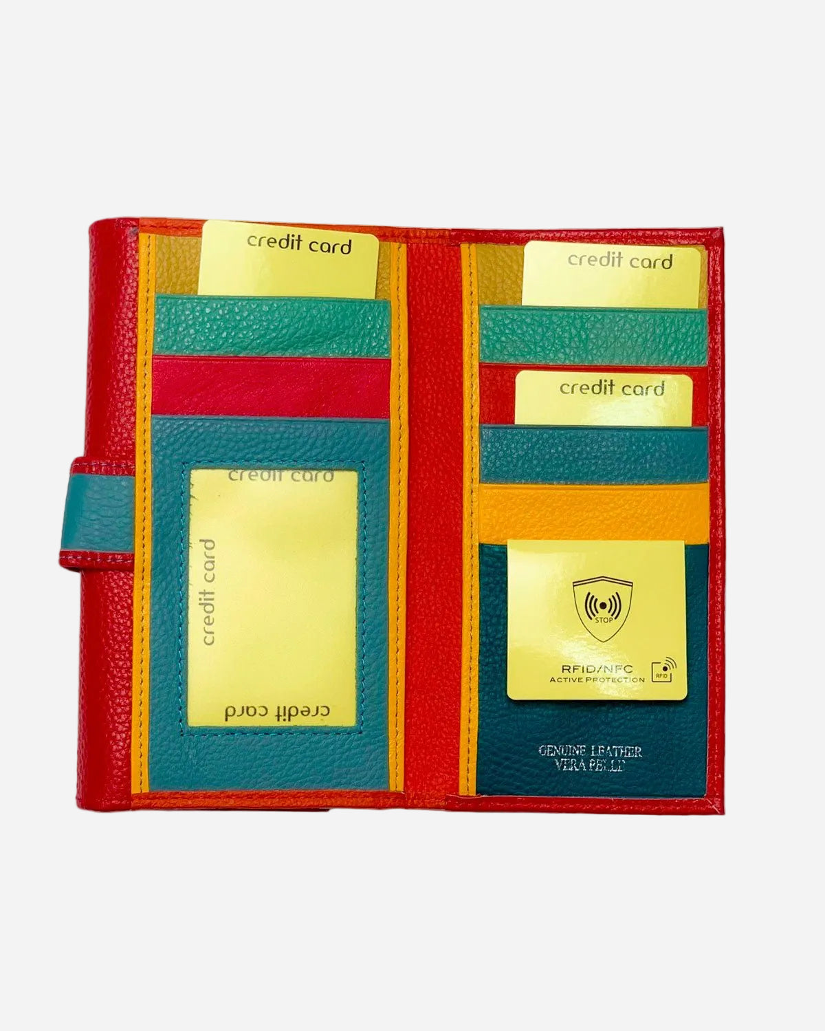 Portafoglio Portamonete Porta Carte donna Athena in vera pelle artigianale Rosso - Alidiluna